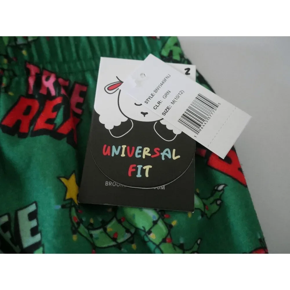 Brooklyn Cloth Youth Boys Christmas Pajama Pants Size M 10/12 “Tree Rex”